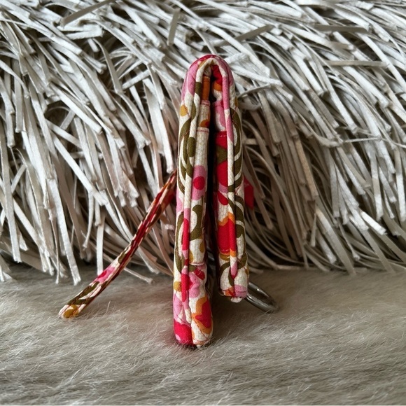 VERA BRADLEY Folkloric Double ID Wristlet Pink Green Floral Travel 2011 Lippies - Picture 7 of 13